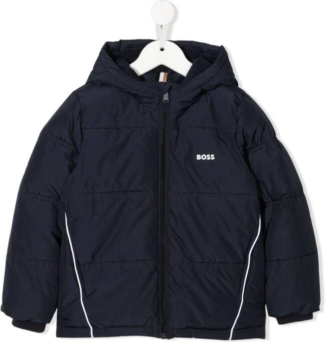 BOSS Kidswear Jas met logoprint Blauw