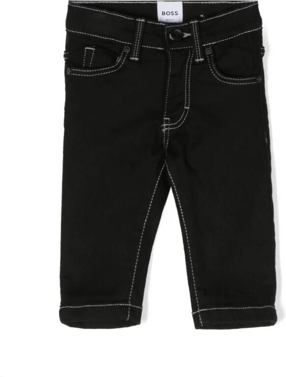 BOSS Kidswear Jeans met contrasterend stiksel Zwart
