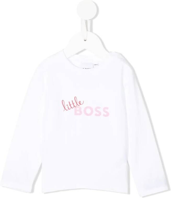 BOSS Kidswear T-shirt met lange mouwen Wit