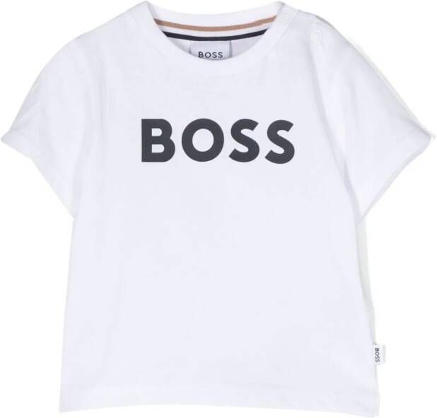 BOSS Kidswear T-shirt met logo-reliëf Wit