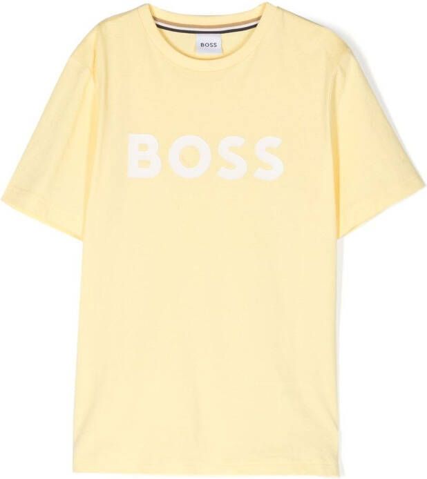 BOSS Kidswear T-shirt met logo-reliëf Geel