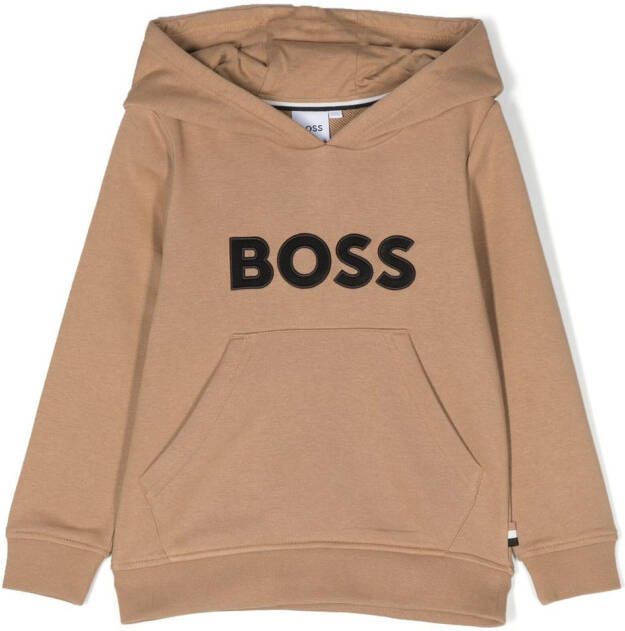 BOSS Kidswear Hoodie met geborduurd logo Beige