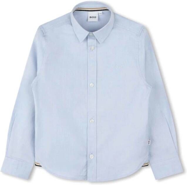 BOSS Kidswear Shirt met geborduurd logo Blauw