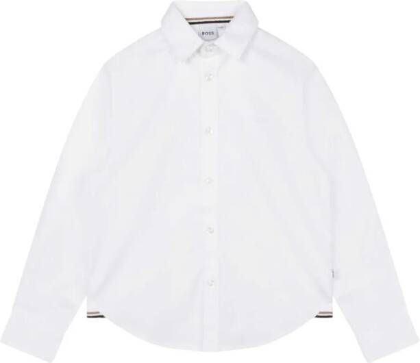 BOSS Kidswear Shirt met geborduurd logo Wit