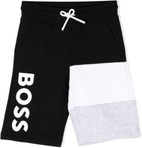 BOSS Kidswear Trainingsshorts met logoprint Zwart