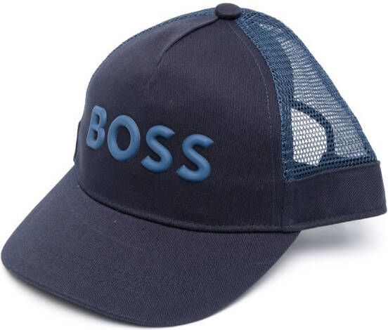 BOSS Kidswear Pet met logoprint Blauw