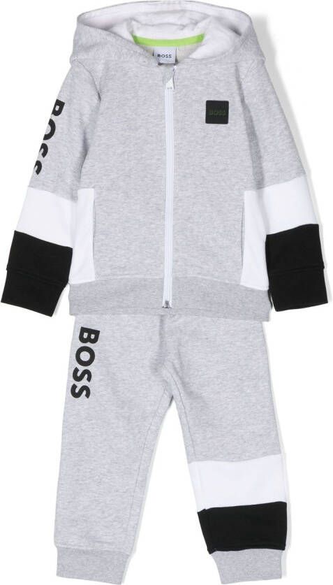 BOSS Kidswear Trainingspak met logoprint Grijs