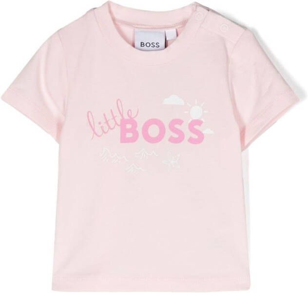 BOSS Kidswear T-shirt met logoprint Roze