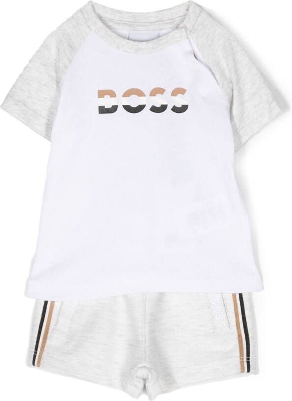 BOSS Kidswear T-shirt en shorts met logoprint Wit