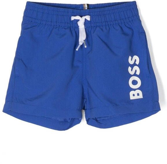BOSS Kidswear Zwembroek met logoprint Blauw