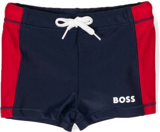 BOSS Kidswear Zwembroek met logoprint Blauw