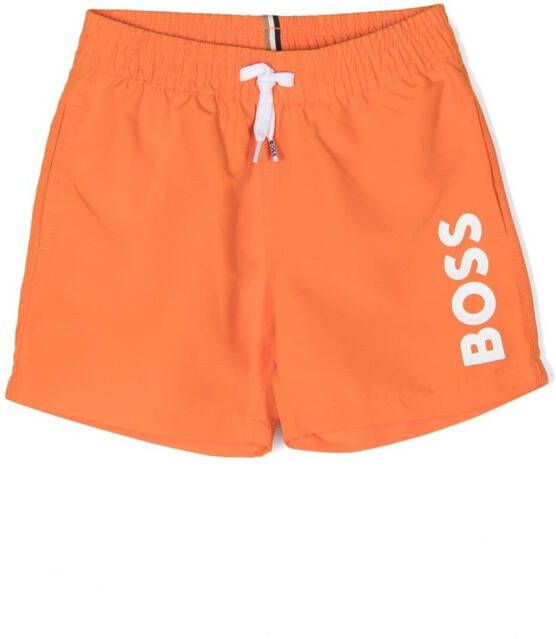 BOSS Kidswear Zwembroek met logoprint Oranje