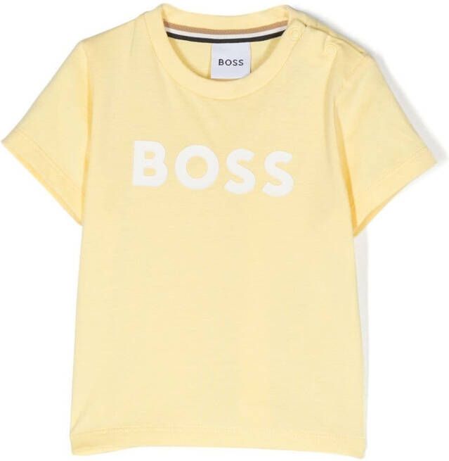 BOSS Kidswear T-shirt met logoprint Geel
