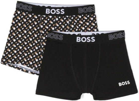 BOSS Kidswear Set boxershorts met monogram Zwart