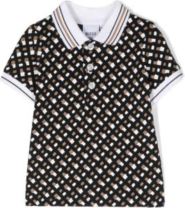 BOSS Kidswear Poloshirt met monogrampatroon Zwart