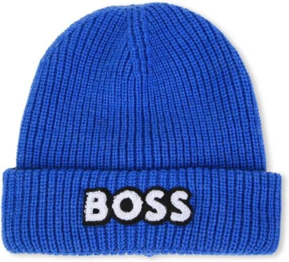 BOSS Kidswear Muts met logopatch Blauw