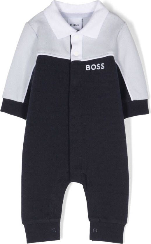 BOSS Kidswear Polo romper Blauw