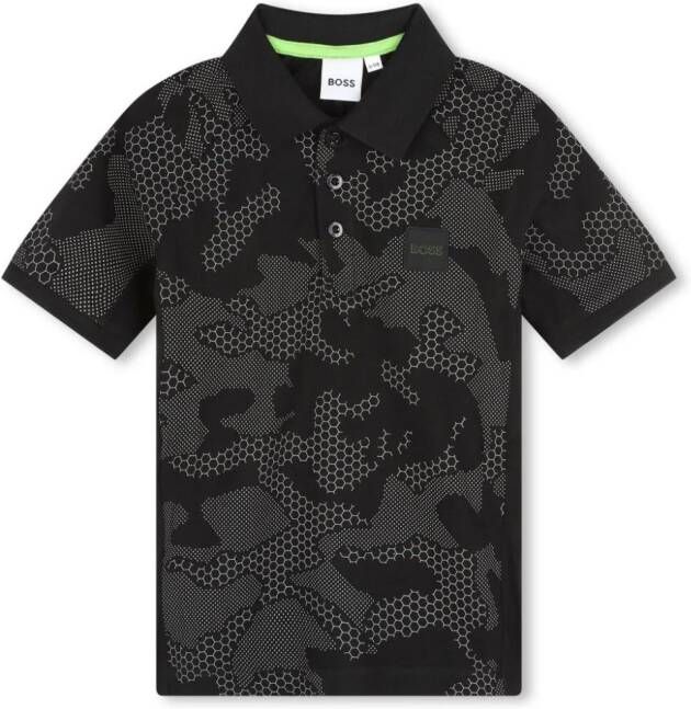 BOSS Kidswear Poloshirt met camouflageprint Zwart