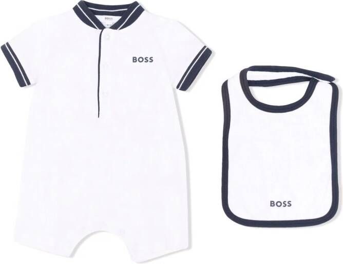BOSS Kidswear Poloshirt met contrasterende afwerking Wit