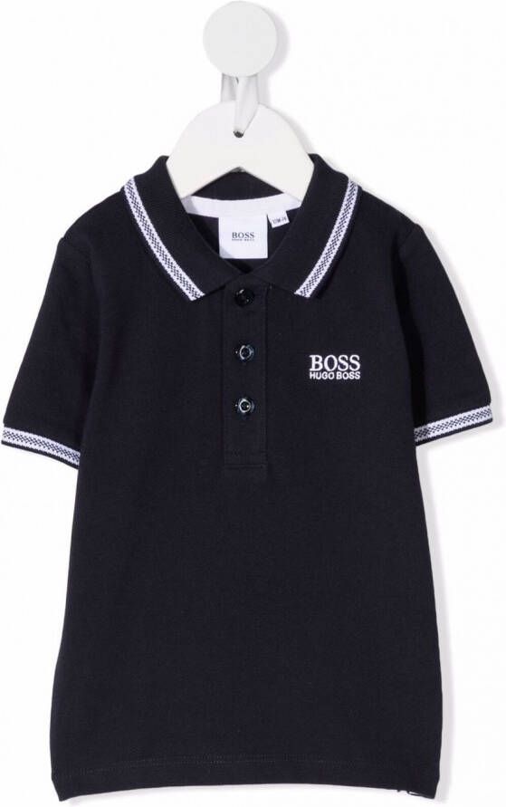 BOSS Kidswear Poloshirt met geborduurd logo Blauw