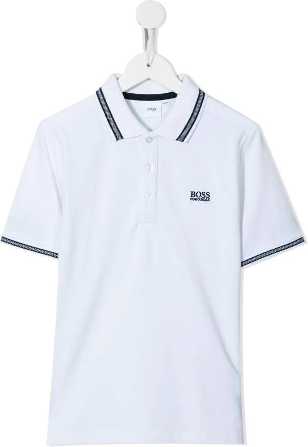 BOSS Kidswear Poloshirt met geborduurd logo Wit