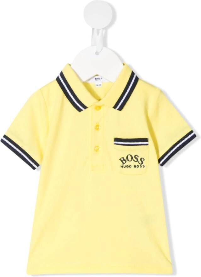 BOSS Kidswear Poloshirt met gestreepte afwerking Geel