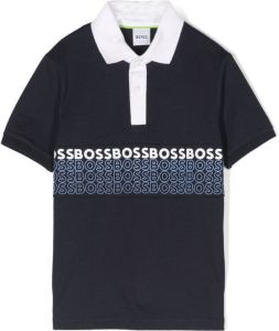 BOSS Kidswear Poloshirt met logo-reliëf Blauw