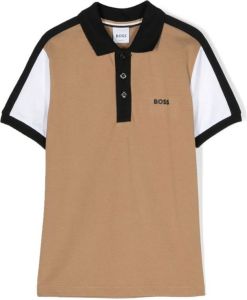 BOSS Kidswear Poloshirt met logo-reliëf Bruin