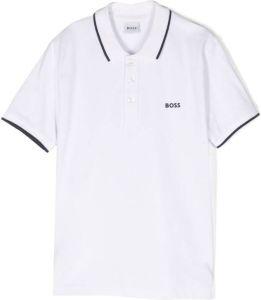 BOSS Kidswear Poloshirt met logo-reliëf Wit