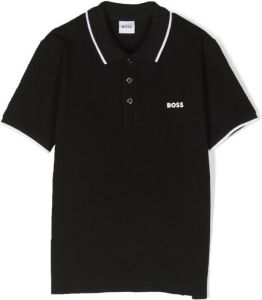 BOSS Kidswear Poloshirt met logo-reliëf Zwart