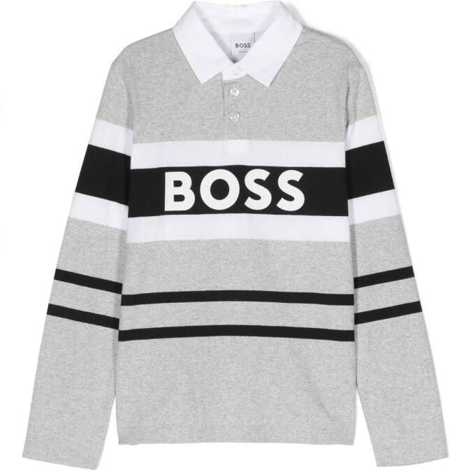 BOSS Kidswear Poloshirt met logoprint Grijs