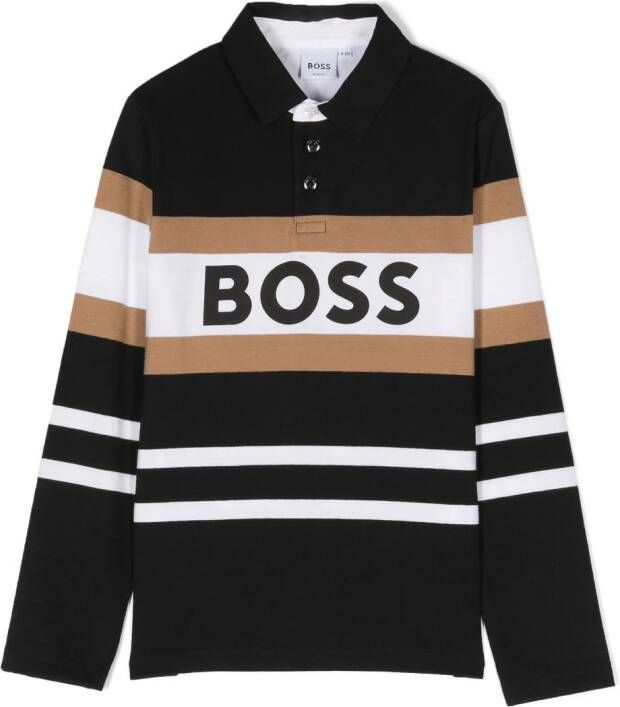 BOSS Kidswear Poloshirt met logoprint Zwart