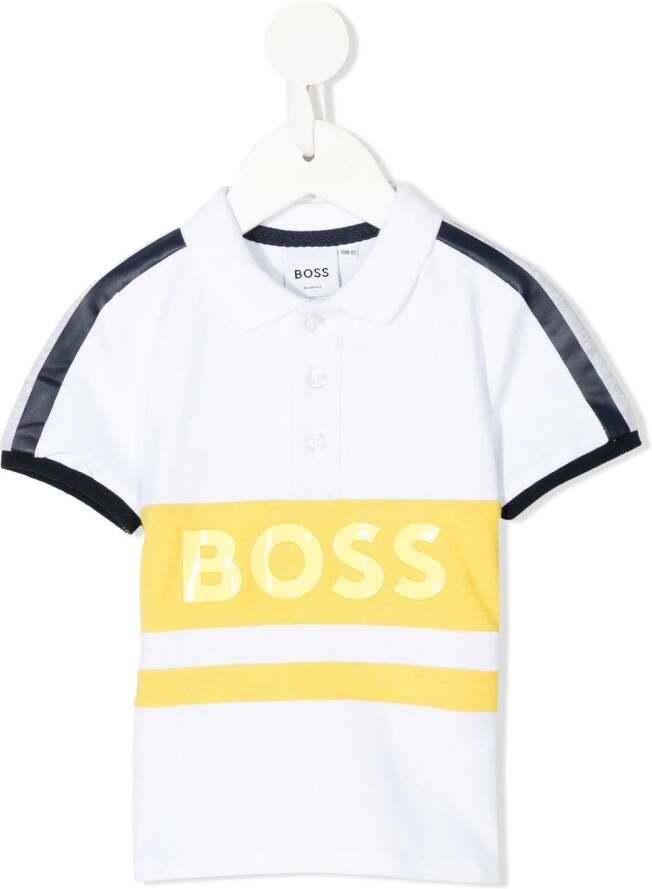 BOSS Kidswear Poloshirt met logostreep Wit
