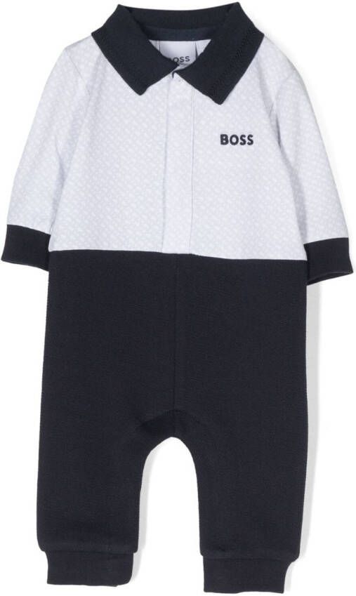 BOSS Kidswear Poloshirt met monogram Grijs