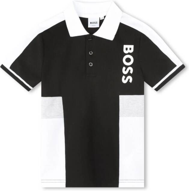BOSS Kidswear Poloshirt met vlakken Zwart