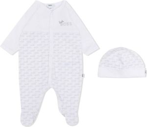 BOSS Kidswear Pyjama en muts set met logoprint Wit