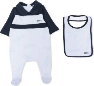 BOSS Kidswear Romper set met logoprint Blauw