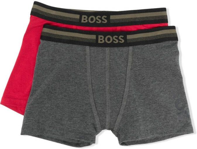 BOSS Kidswear Set van 2 boxershorts met logoprint Rood