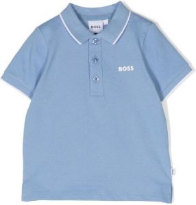 BOSS Kidswear Katoenen poloshirt Blauw