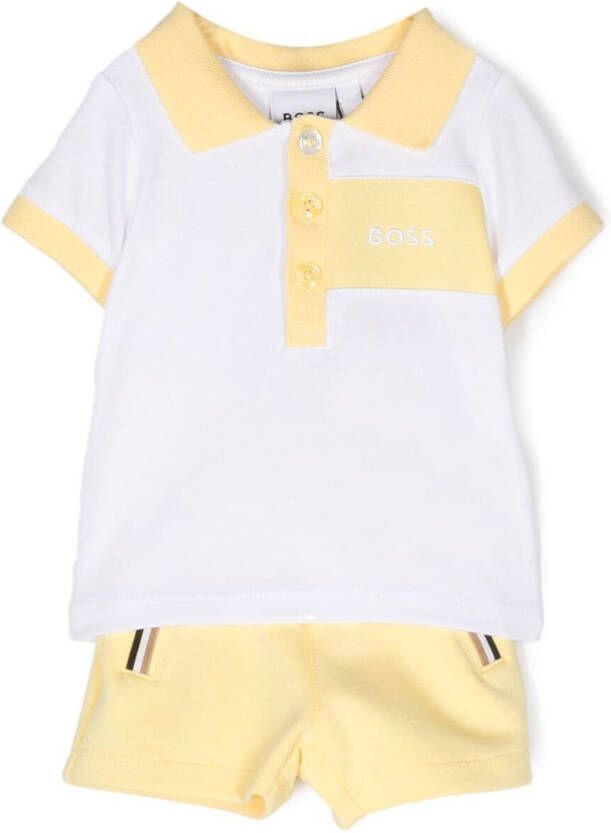 BOSS Kidswear Shorts met colourblocking Geel