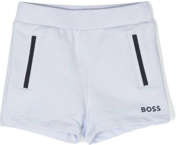 BOSS Kidswear Shorts met tonale details Blauw