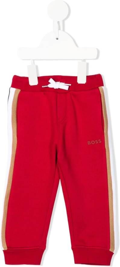 BOSS Kidswear Trainingsbroek met gestreept detail Rood