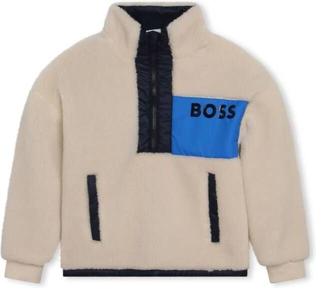 BOSS Kidswear Sweater met colourblocking Beige