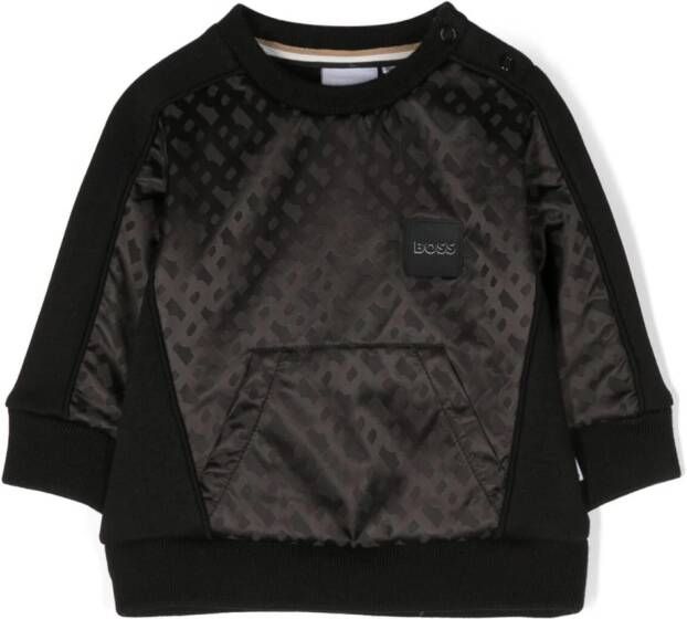 BOSS Kidswear Sweater met logopatch Zwart