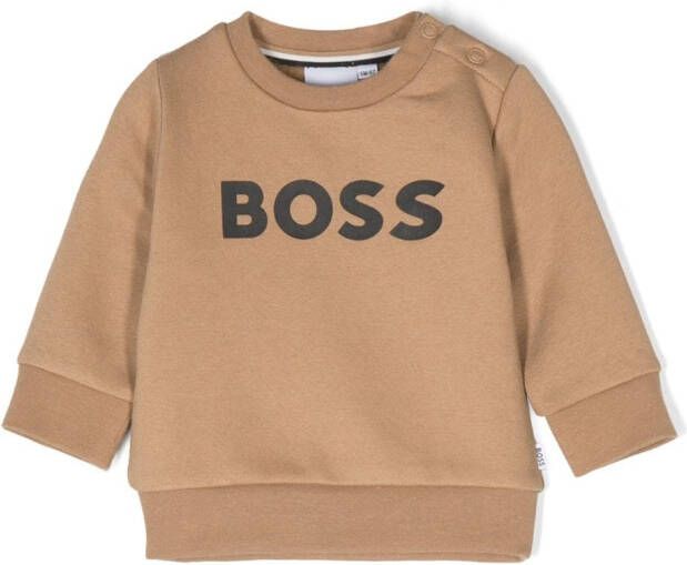 BOSS Kidswear Sweater met logoprint Beige