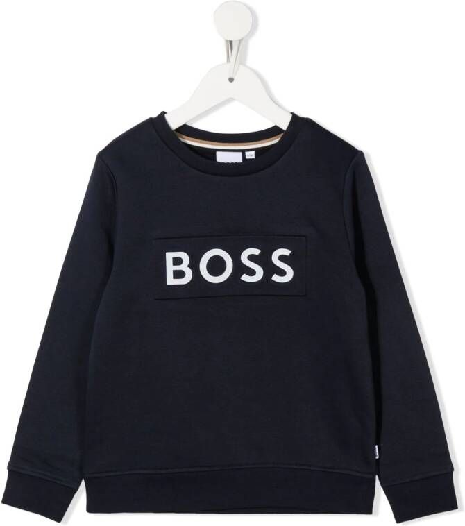 BOSS Kidswear Sweater met logoprint Blauw