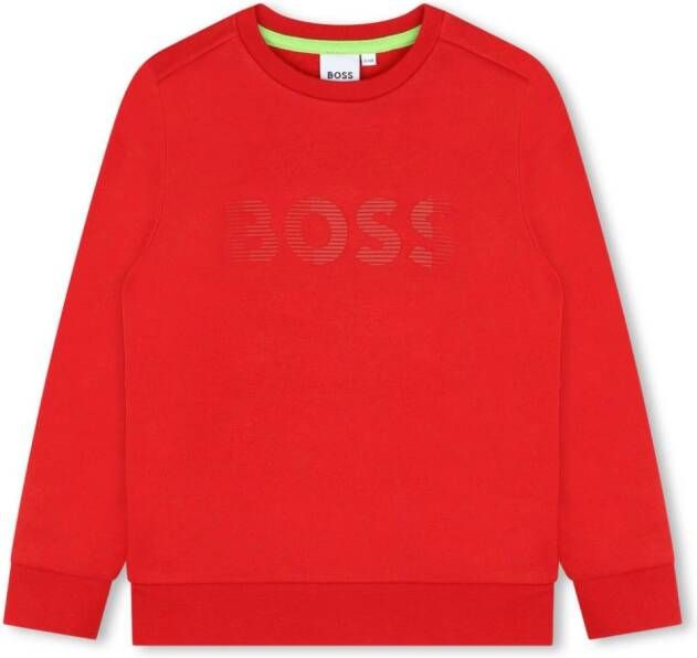 BOSS Kidswear Sweater met logoprint Rood