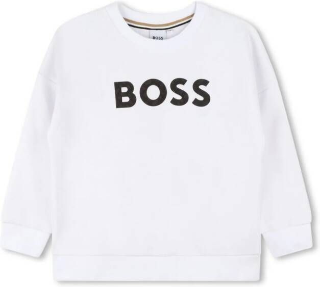 BOSS Kidswear Sweater met logoprint Wit