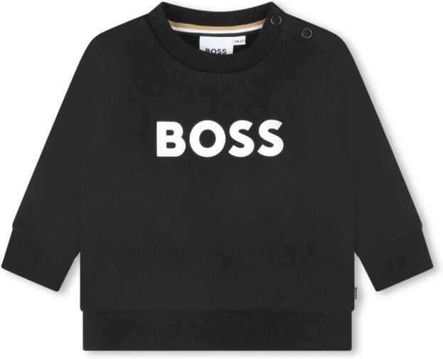 BOSS Kidswear Sweater met logoprint Zwart