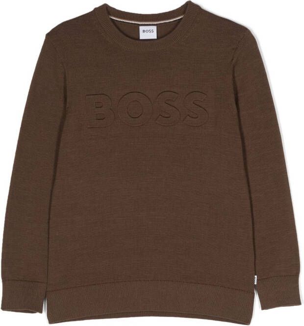 BOSS Kidswear Sweater met ronde hals Bruin